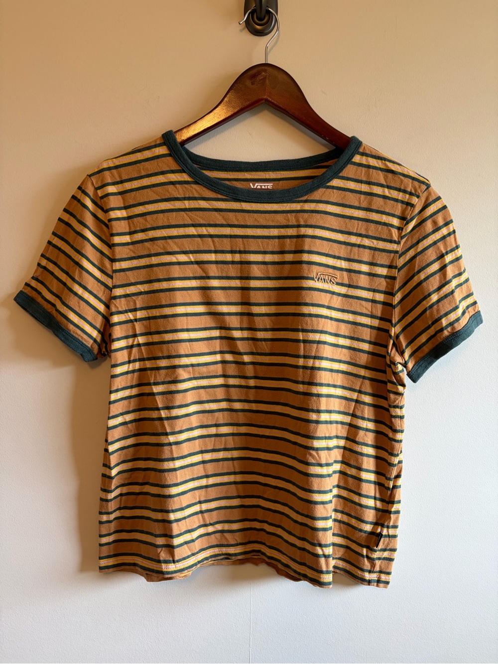 Vans Mustard & Green Striped Crew Tee